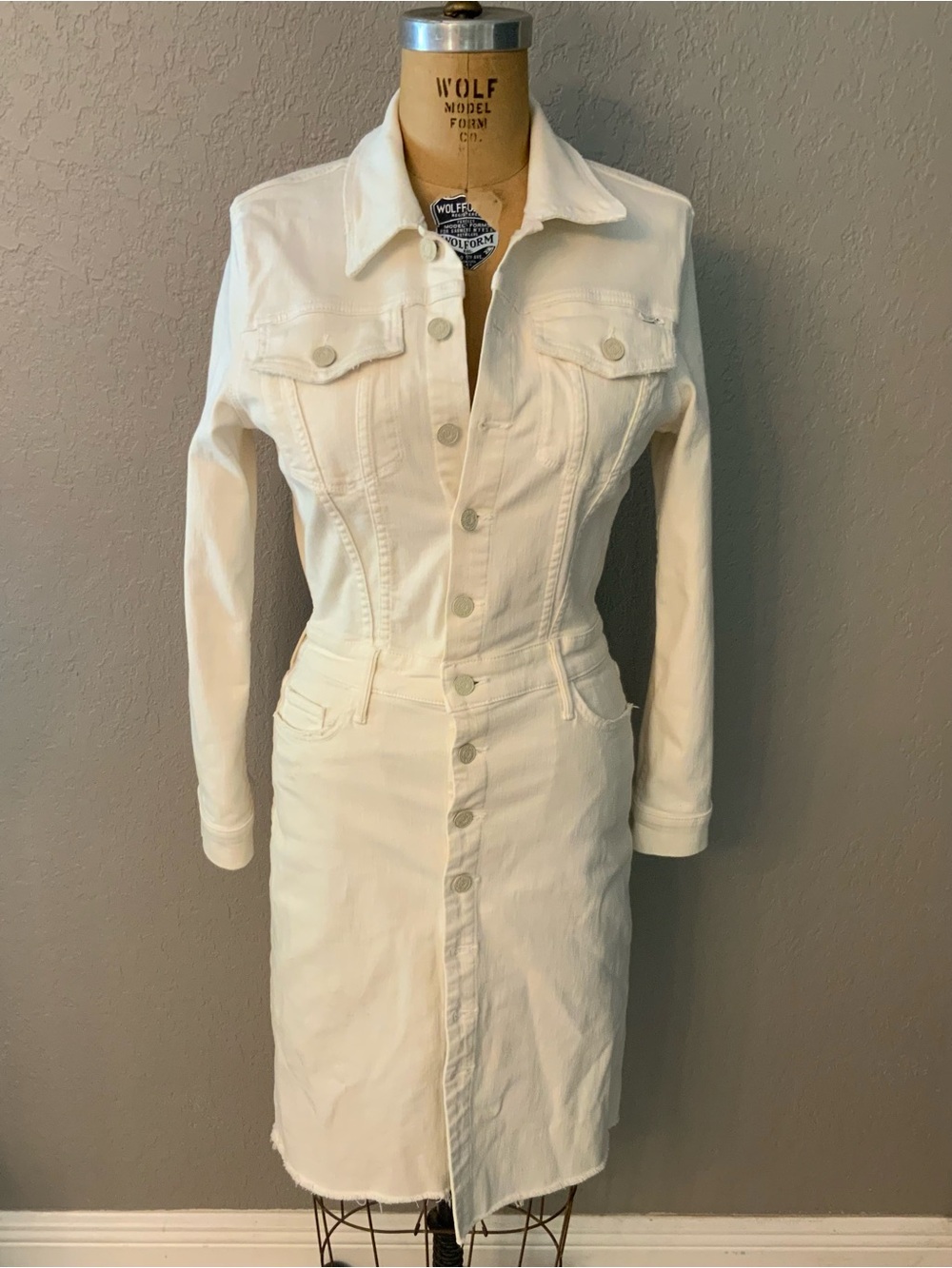 Mother Cover Up Knee Fray Denim Dress, size medium